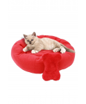 Kedi Yatağı Evcil Hayvan Kedi Minderi 50 Cm Kırmızı Evcil Hayvan Simit Yatak Minder